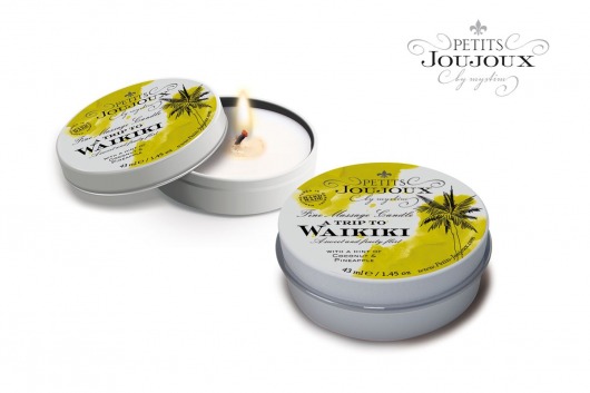 Массажная свеча Petits Joujoux Waikiki Beach с ароматом кокоса и ананаса - 33 гр. - MyStim - купить с доставкой в Костроме