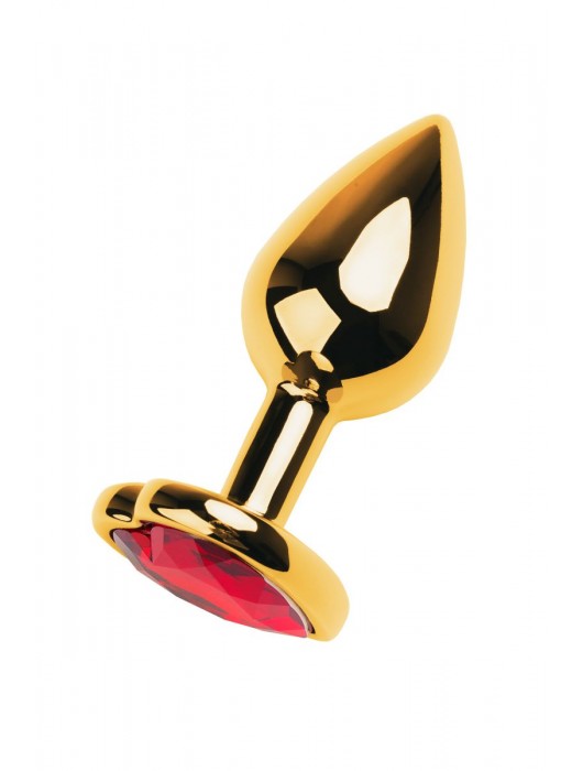 Золотистая анальная пробка с кристаллом-сердцем - 7,5 см. - ToyFa - купить с доставкой в Костроме