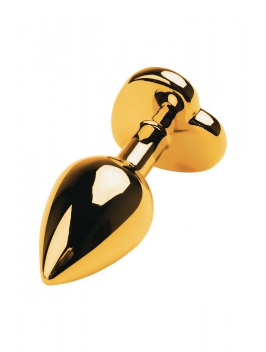 Золотистая анальная пробка с кристаллом-сердцем - 7,5 см. - ToyFa - купить с доставкой в Костроме