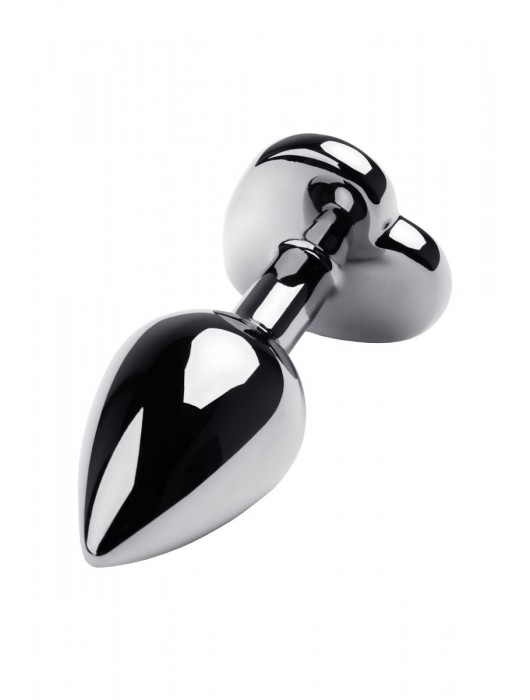 Серебристая анальная пробка с прозрачным кристаллом-сердцем - 8 см. - ToyFa - купить с доставкой в Костроме