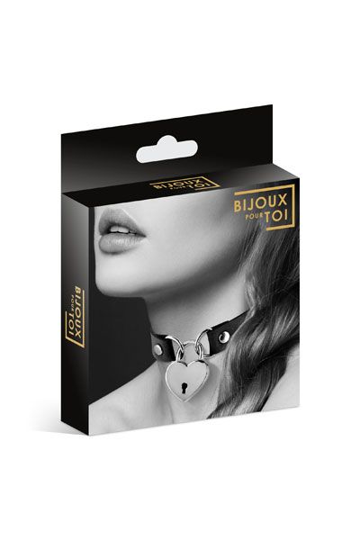 Черный чокер с замком в форме сердца - Bijoux Pour Toi - купить с доставкой в Костроме