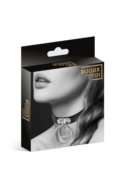 Черный чокер с двумя кольцами - Bijoux Pour Toi - купить с доставкой в Костроме