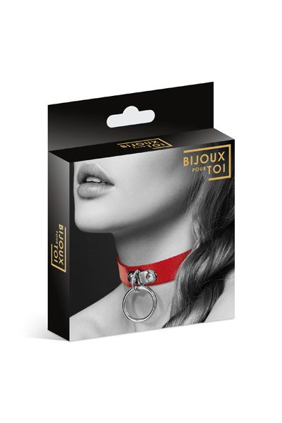 Красный узенький чокер с кольцом - Bijoux Pour Toi - купить с доставкой в Костроме