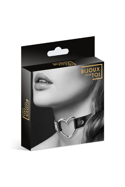 Чёрный чокер с кольцом в форме сердца - Bijoux Pour Toi - купить с доставкой в Костроме