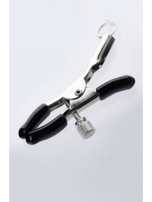 Серебристо-чёрные зажимы для сосков с кольцом для пениса TOYFA Metal - ToyFa - купить с доставкой в Костроме