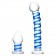 Набор из 2 стеклянных игрушек с синей спиралью Swirly Dildo Buttplug Set - Glas купить с доставкой в интернет-магазине Orgasmix в Костроме Набор из 2 стеклянных игрушек с синей спиралью Swirly Dildo Buttplug Set - Glas